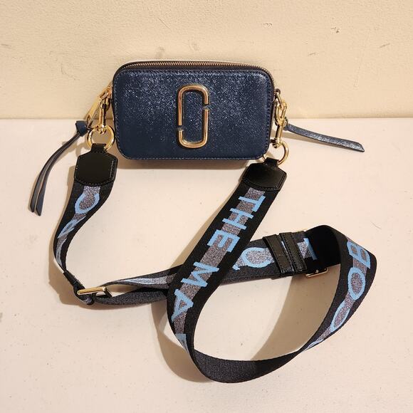 Marc Jacobs The Snapshot New Blue & Gold Cross Body Camera-Style Bag Purse - Picture 1 of 10